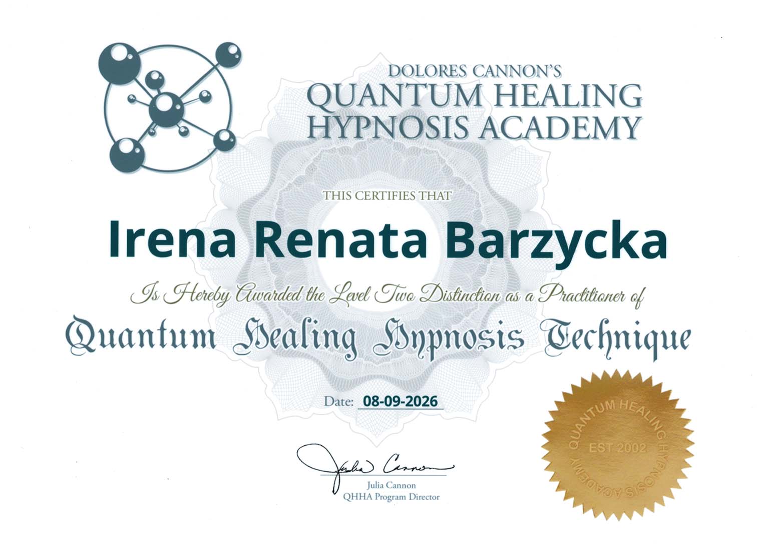 QHHT Level 2 certificate